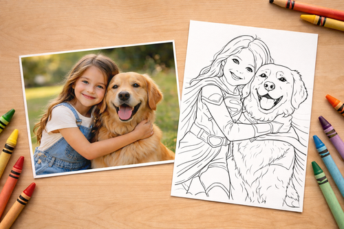 Kids Superhero Personalized Coloring Book